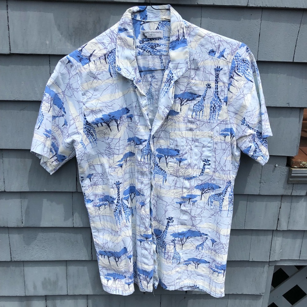 Blue button up with elephants